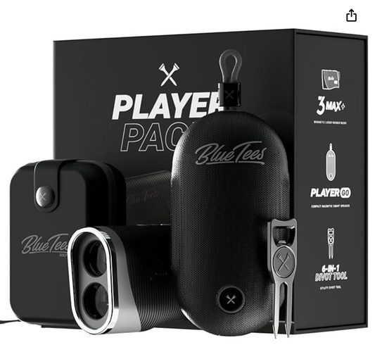 Blue Tees S3 Players Pack Golf Rangefinder Bundle